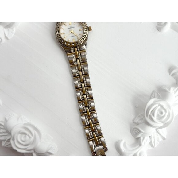 Anne Klein Dual Toned Rhinestone Accented Vintage Watch - 17mm - WORKS! - Picture 5 of 10